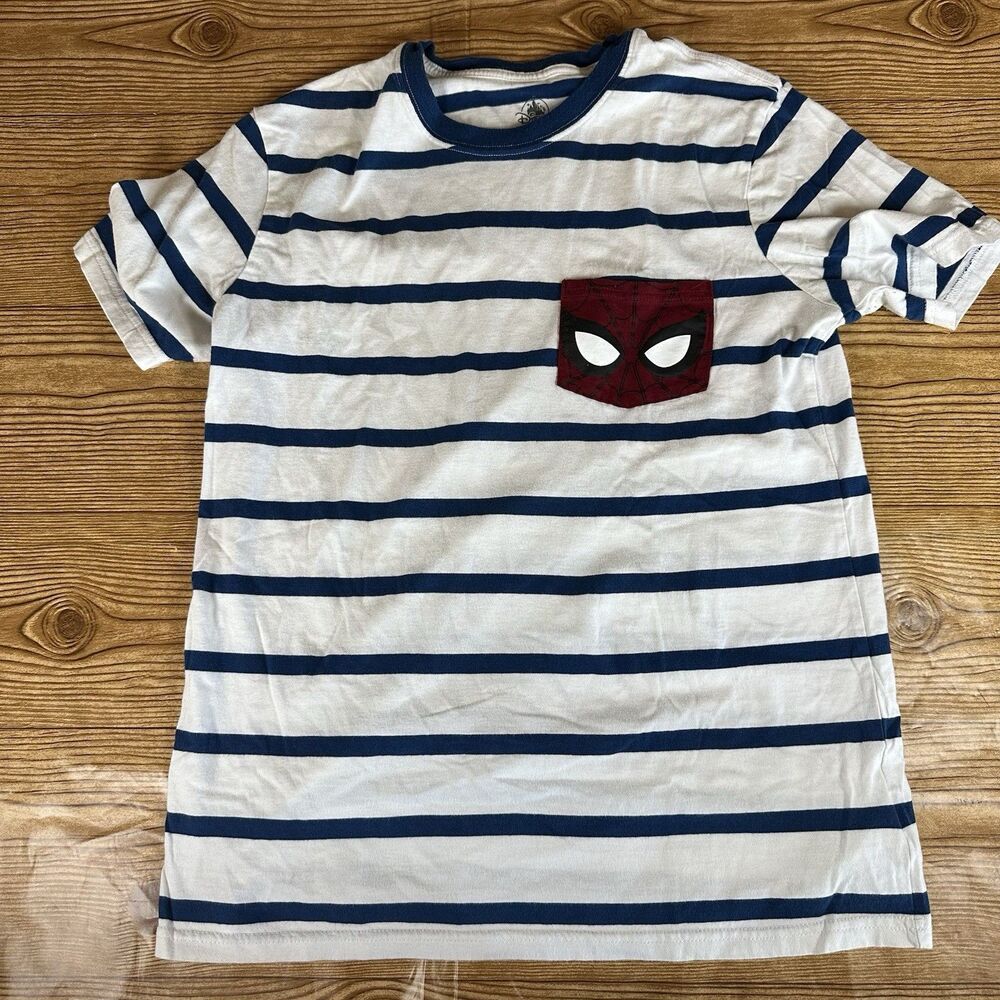 Spiderman Stripped T Shirt Women’s Size Small‎ Short Sleeve with Pocket